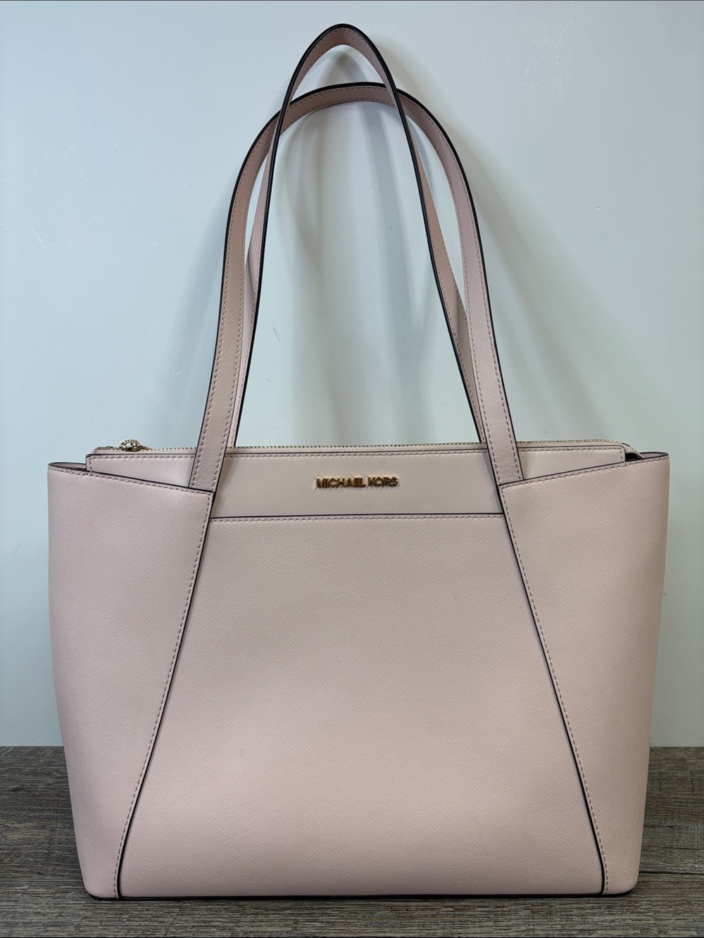 Michael Kors Maddie Large Tote Blush Pink Saffiano Leather Laptop Work Bag